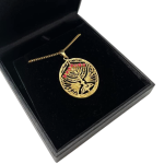 14k Gold Round Menorah Pendant Reversible Ruby and Sapphire