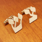14K Gold Hebrew Initial Cufflinks