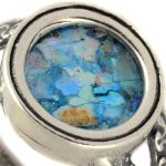 Sterling Silver Split Band Roman Glass Ring