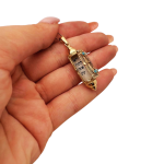Mezuzah Scroll Pendant 14k Gold Filigree & Enamel