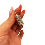 Mezuzah Scroll Pendant 14k Gold Filigree & Enamel