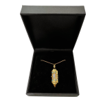 Mezuzah Scroll Pendant 14k Gold Filigree & Enamel