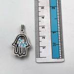 Sterling Silver Roman Glass Hamsa Pendant