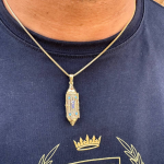 Mezuzah Scroll Pendant 14k Gold Filigree & Enamel