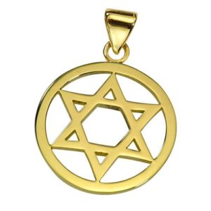 Classic 14k Gold Star of David Round Pendant - Baltinester Jewelry
