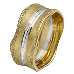 14k Gold Diamond-Cut Stripes Wavy Wedding Ring