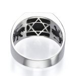 Silver & Onyx Star of David Ring with Hidden Lions of Judah