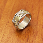 Two Tone 14K Gold Shema Israel Spinning Ring