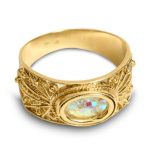Roman Glass Ring – Filigree – 14k Gold