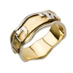 14k Gold Two Tone Wavy Ani L’dodi Spinning Ring