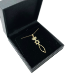 Menorah, Star of David, and Fish 14K Gold Pendant – Large