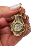 14k Gold Roman Glass Harp of David Pendant