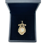 14k Gold Roman Glass Harp of David Pendant