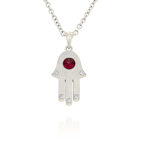 Hamsa Pendant in 18k Gold Ruby Diamonds