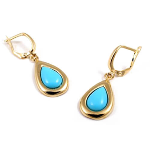14k Gold Teardrop Turquoise Earrings | Baltinester Jewelry