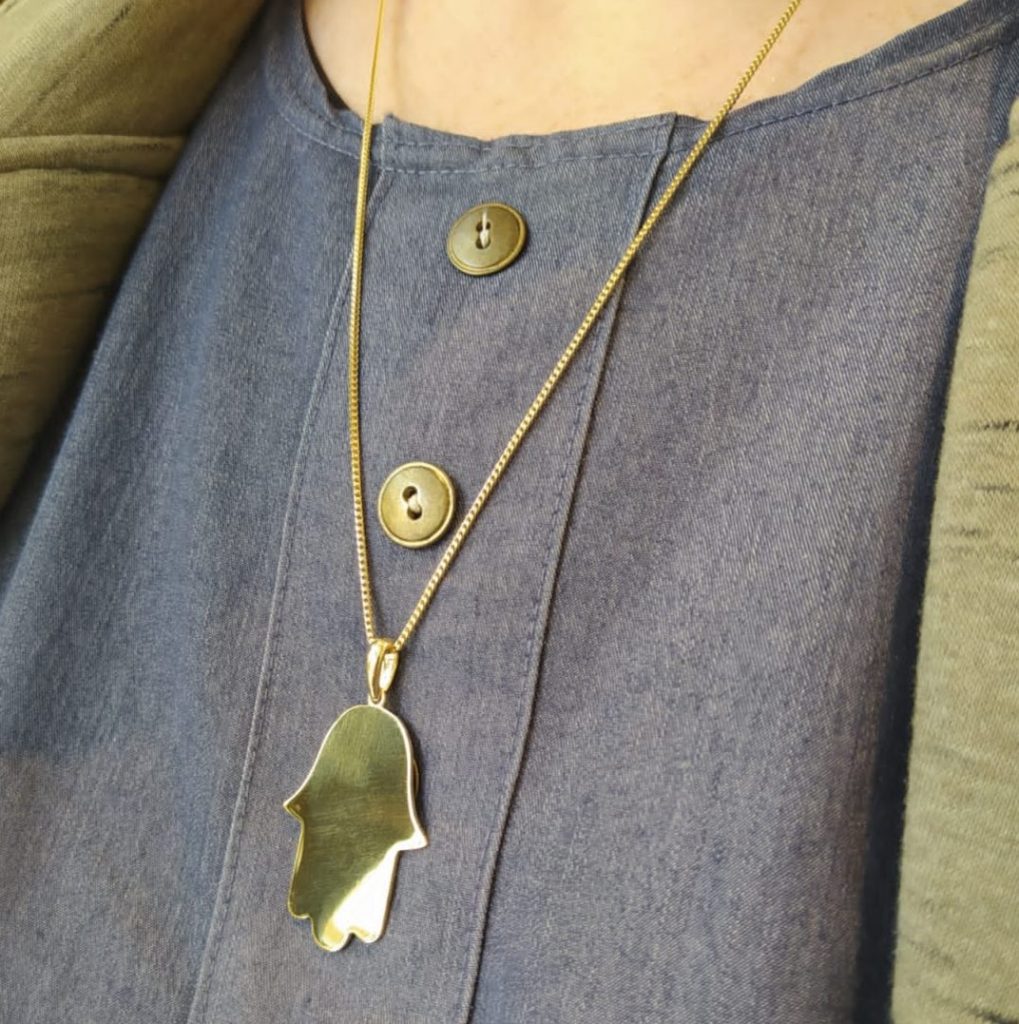 Large 14k Gold Hamsa Pendant