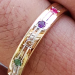 Slim 14k Gold Multicolored Hoshen Gems Wedding Ring Ani Ledodi