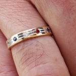 Slim 14k Gold Multicolored Hoshen Gems Wedding Ring Ani Ledodi