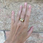 14k Gold Signet Menorah Ring