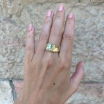 14K Gold and Blue Enamel Ani Ledodi Hebrew Wedding Ring