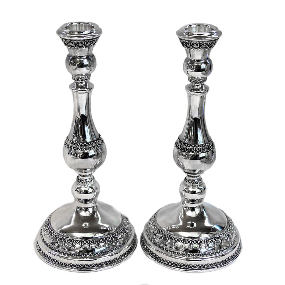 Silver Tall Classic Candlesticks | Baltinester Jewelry & Judaica