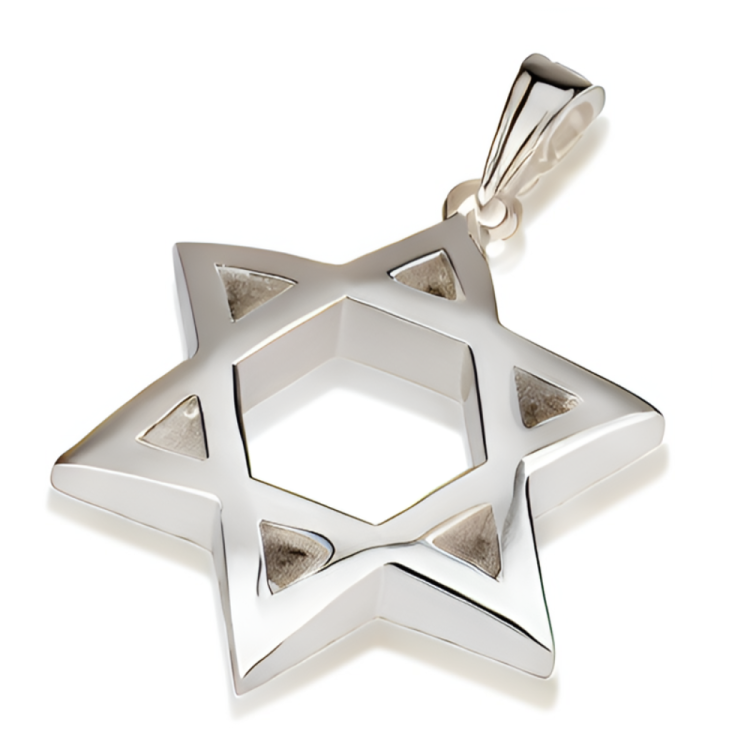 Domed 14K Gold Star of David Pendant