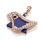 18K Gold Diamond Lapiz Lazuli Dove of Peace Star of David Pendant