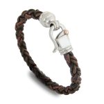 Braided Leather Bracelet with Byzantine Sterling Silver Clasp