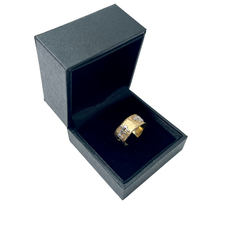 14k Yellow and White Gold Hammered Ani Ldodi Ring