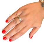 14K Shiny White Gold Wedding Ring Hidden Message