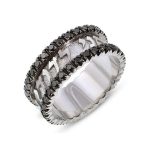 14k White Gold Black Diamonds Ani Ledodi Hebrew Wedding Ring