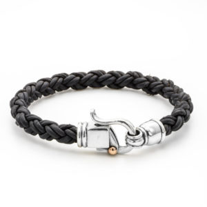 Braided Leather Bracelet with Byzantine Sterling Silver Clasp - Baltinester Jewelry