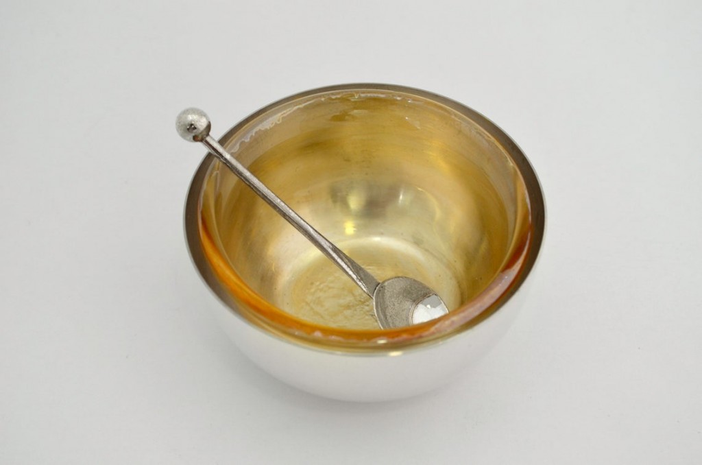 Sterling Silver Apple-Shaped Honey Dish