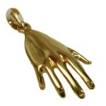 14k Gold 3D Hamsa Chai Pendant