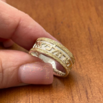 Ornate Sterling Silver and 14k Gold Wedding Band