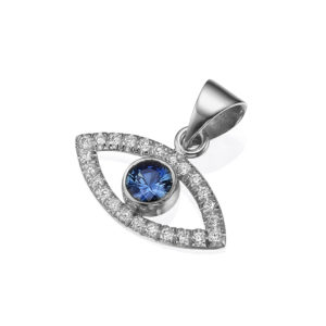 Evil Eye 14k Gold Diamond and Sapphire Pendant