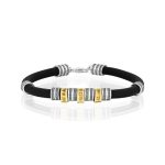 Silver and Gold Leather Kabbalah Bracelet