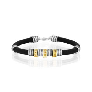 Silver and Gold Leather Kabbalah Bracelet