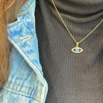 14k Gold Evil Eye Diamond and Sapphire Pendant