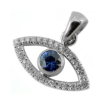 14k Gold Evil Eye Diamond and Sapphire Pendant