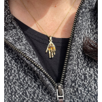 14k Gold 3D Hamsa Chai Pendant