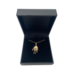 14k Gold 3D Hamsa Chai Pendant