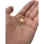 14k Gold 3D Hamsa Chai Pendant