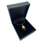 14k Gold 3D Hamsa Chai Pendant