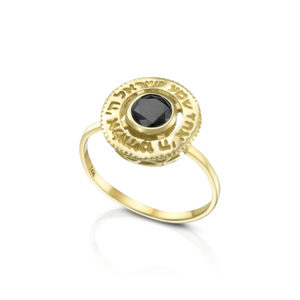 14k Gold Dainty Onyx Shema Ring