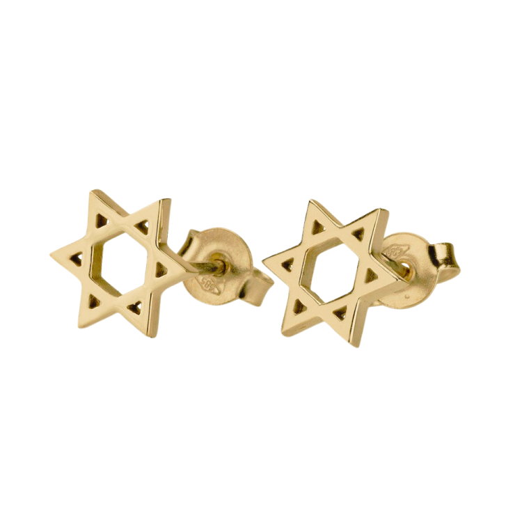 14K Gold Star of David Earrings