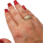 14K Yellow Gold and Silver This Too Shall Pass Kabbalah Ring
