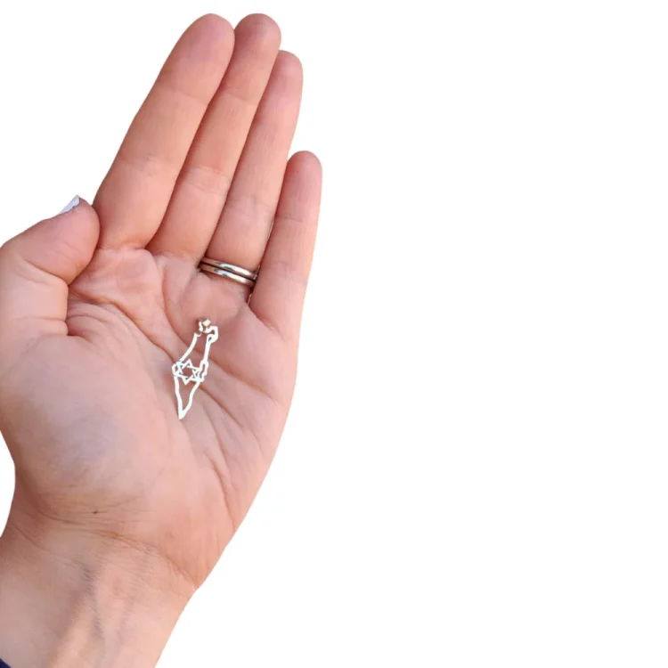 Map of Israel Star of David Pendant in 14K Yellow Gold