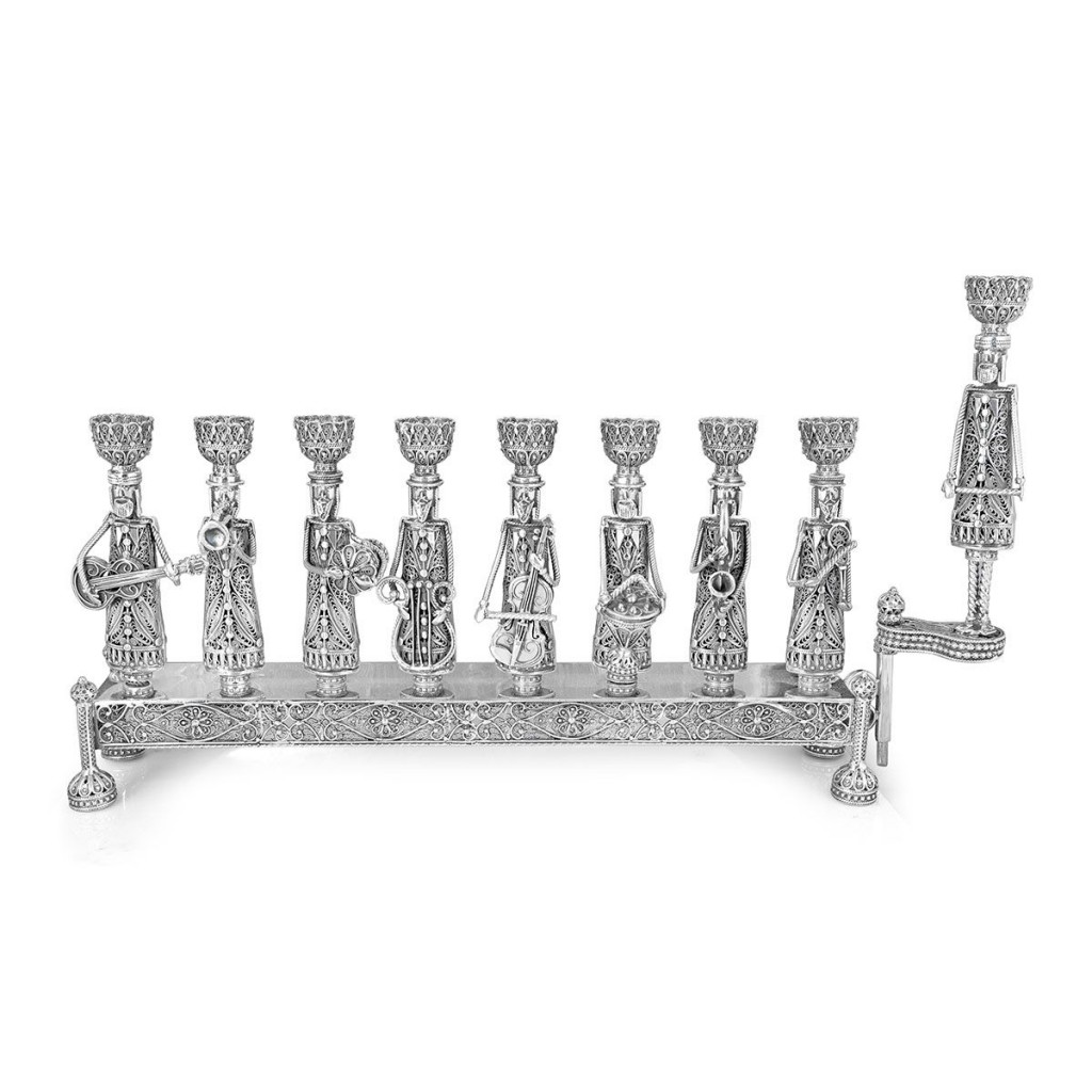 Silver Menorah with Klezmer Musicians – Medium Size
