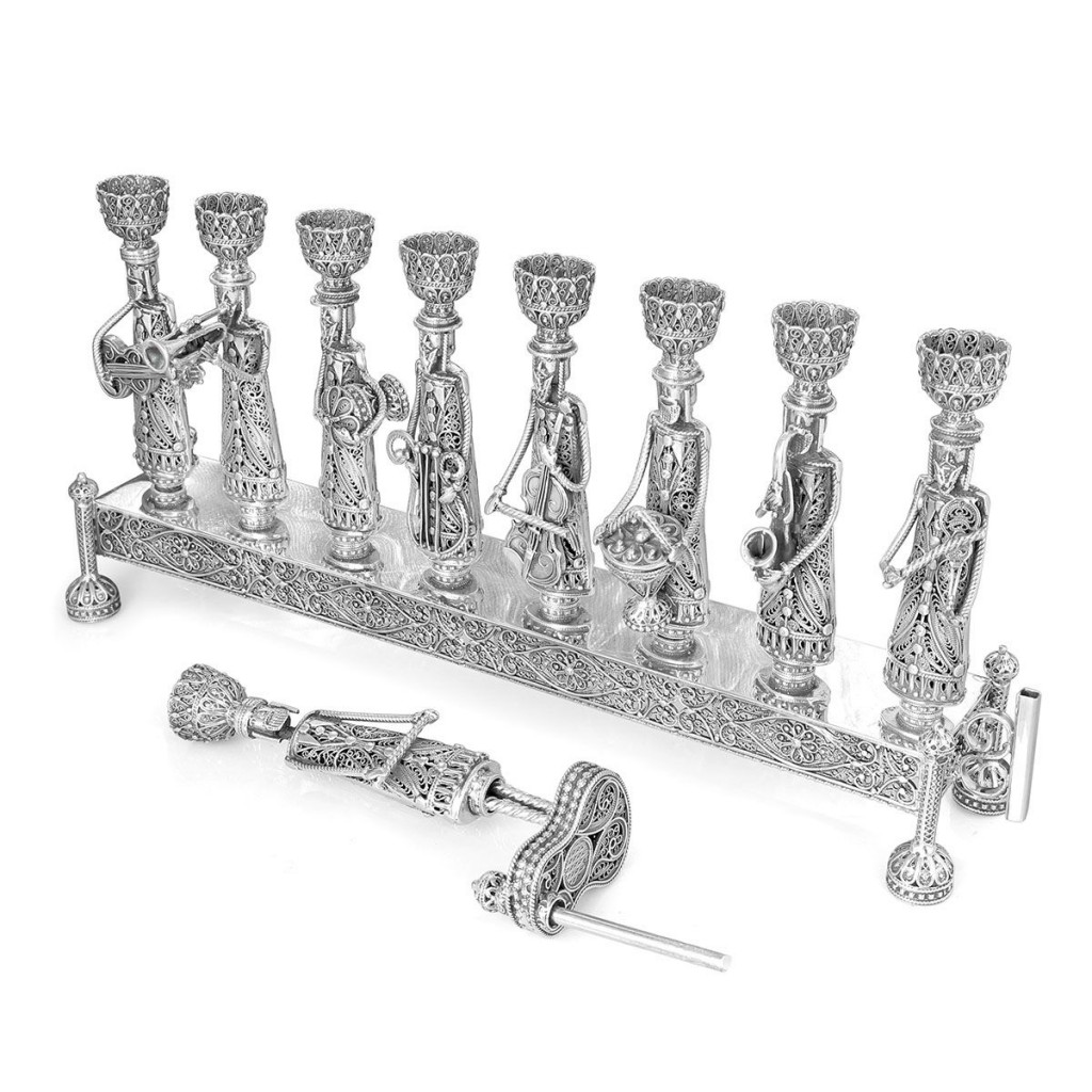 Silver Menorah with Klezmer Musicians – Medium Size